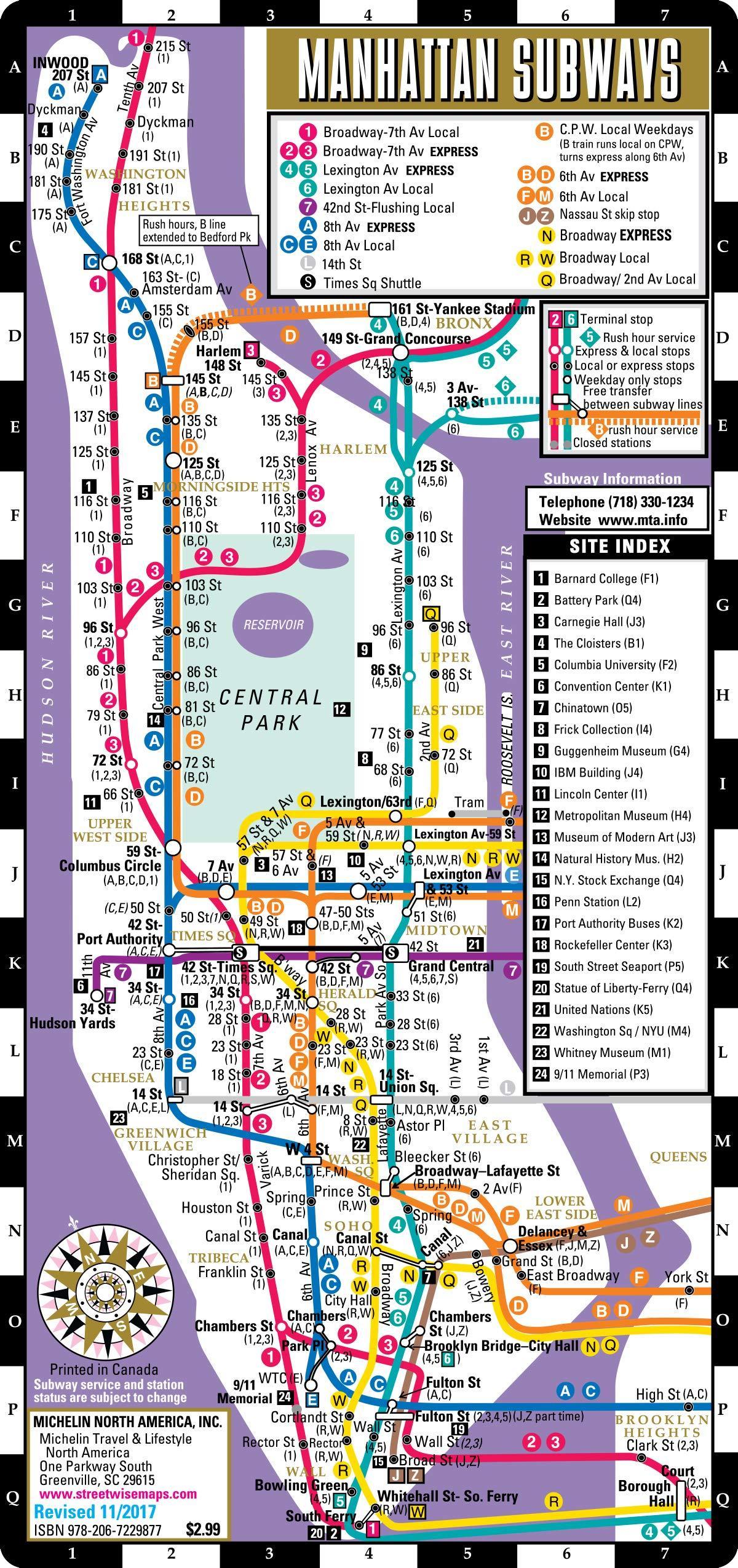 Mappa della stazione della metropolitana di Manhattan