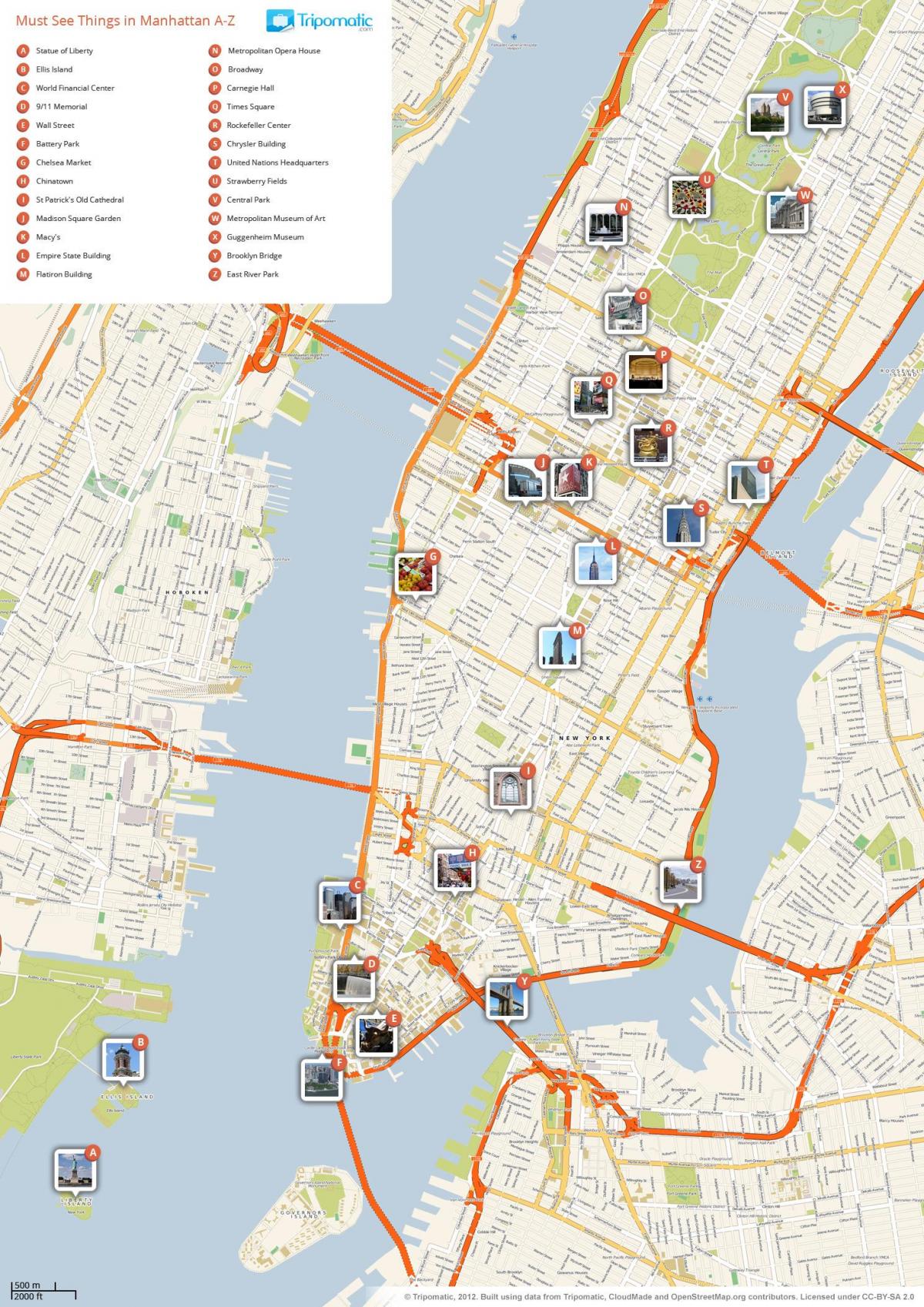 Mappa turistica di Manhattan
